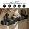 SoBuy FRG43-L-SCH Poliță de Perete cu 3 Sertare - Poliță Plutitoare Modernă pentru Hol, Living, Bucătărie & Dormitor - Negru 94x15x10cm