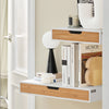 SoBuy FRG92-WNx2 Set de 2 Polițe Plutitoare de Perete cu Sertar, Poliță de Perete Modernă pentru Hol, Living, Bucătărie sau Dormitor, Alb & Natur 40×24×8 cm