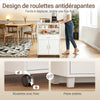 SoBuy FSB09-E-W Desserte de Cuisine avec Station de Charge 4-en-1 – Roulettes ou Pieds, 1 Tiroir, 2 Portes, Étagère Réglable, Blanc, 61,5×40×92 cm