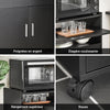 SoBuy FSB09-SCH Chariot de Cuisine sur roulettes avec Plan de Travail Extensible Meuble de Rangement pour Micro-Ondes Meuble Cuisine Noir 92×59×40 cm Idéal pour, Bureau ou Salle à Manger