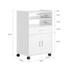 SoBuy FSB09-W Cărucior de Bucătărie pe Roți cu Blat Extensibil, Dulap de Depozitare pentru Microunde, Dulap de Bucătărie Alb 92×59×40 cm, Ideal pentru Birou sau Sufragerie