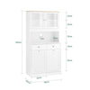 SoBuy FSB101-W Comodă de depozitare, bufet de bucătărie modern, cu 3 uși și 2 sertare, cu compartiment pentru coș de gunoi, design elegant - Mobilier de bucătărie pentru sufragerie sau living, alb 92x40x180 cm