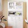 SoBuy FSB101-W Comodă de depozitare, bufet de bucătărie modern, cu 3 uși și 2 sertare, cu compartiment pentru coș de gunoi, design elegant - Mobilier de bucătărie pentru sufragerie sau living, alb 92x40x180 cm