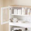 SoBuy FSB101-W Comodă de depozitare, bufet de bucătărie modern, cu 3 uși și 2 sertare, cu compartiment pentru coș de gunoi, design elegant - Mobilier de bucătărie pentru sufragerie sau living, alb 92x40x180 cm