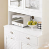 SoBuy FSB101-W Comodă de depozitare, bufet de bucătărie modern, cu 3 uși și 2 sertare, cu compartiment pentru coș de gunoi, design elegant - Mobilier de bucătărie pentru sufragerie sau living, alb 92x40x180 cm