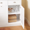 SoBuy FSB101-W Comodă de depozitare, bufet de bucătărie modern, cu 3 uși și 2 sertare, cu compartiment pentru coș de gunoi, design elegant - Mobilier de bucătărie pentru sufragerie sau living, alb 92x40x180 cm