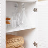 SoBuy FSB101-W Comodă de depozitare, bufet de bucătărie modern, cu 3 uși și 2 sertare, cu compartiment pentru coș de gunoi, design elegant - Mobilier de bucătărie pentru sufragerie sau living, alb 92x40x180 cm