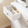 SoBuy FSB101-W Comodă de depozitare, bufet de bucătărie modern, cu 3 uși și 2 sertare, cu compartiment pentru coș de gunoi, design elegant - Mobilier de bucătărie pentru sufragerie sau living, alb 92x40x180 cm