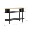 SoBuy Consola de masă de intrare de masă consolă Spotzio în lemn ușor și metal negru, mobilier de intrare modern cu rafturi, stil industrial pentru coridor, living sau birou 110 × 39 × 76 cm FSB102-Shch