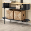 SoBuy Consola de masă de intrare de masă consolă Spotzio în lemn ușor și metal negru, mobilier de intrare modern cu rafturi, stil industrial pentru coridor, living sau birou 110 × 39 × 76 cm FSB102-Shch