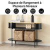 SoBuy FSB102-SCH Consolă de Intrare, Consolă cu Spațiu de Depozitare, Mobilier de Hol Multifuncțional cu Design Industrial Modern pentru Intrare, Living sau Birou, Mobilier din Lemn și Negru, L110cm x P39cm x H76cm
