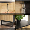SoBuy FSB103-N Meuble de Rangement, Meuble Cuisine Buffet Salle à Manger avec Niche Micro-Ondes Ø6 cm & Porte-Verres Armoire à étagère réglable, Pieds métal Hauts vaisselier, chêne/Noir, 107×40×85 cm
