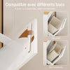 SoBuy FSB112-WN Meuble Poubelle 2 Compartiments avec Pédale et Tiroir – Rangement Blanc Aspect Chêne – 35×25×101,7 cm, Blanc et Chêne