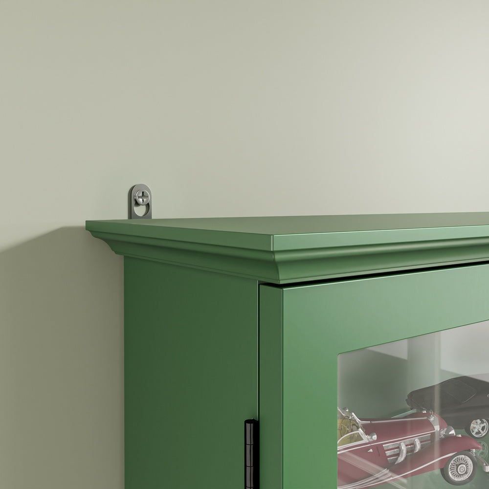 SoBuy FSB114-E-SY Armoire Murale Suspendue Peu Profonde avec Étagères en Verre – Vitrine Murale 2 Portes avec Crochets, Meuble de Rangement Mural en MDF – 68×13,5×68,5 cm, Charge 18 kg