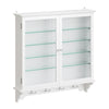 SoBuy FSB114-E-W Armoire Murale Suspendue Blanche 2 Portes Vitrées – Meuble de Rangement Peu Profond avec Éclairage LED pour Salle de Bain, Cuisine et Salon – 68×13,5×68,5 cm, Charge 18 kg