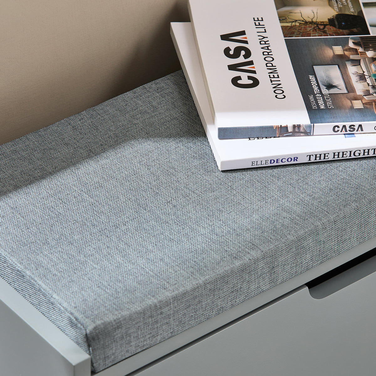 SoBuy FSR151-K-HG Banchetă pentru Pantofi cu Pernă Căptușită și 1 Clapetă, Subțire 24cm pentru Intrare – 60x24x52 cm, Gri