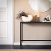 SoBuy FSB19-SCH Consolă Intrare, Mobilier Hol, Etajeră Spate Canapea – Blat Efect Marmură Neagră și Picioare Metalice – Stil Industrial Modern pentru Living, Birou, Dormitor – 120x20x65cm