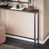 SoBuy FSB19-XL-SCH Consolă Intrare Hol Etajeră Spate Canapea – Blat cu efect de marmură neagră și Picioare Metalice – Stil Industrial Modern pentru Living, Birou, Dormitor – 120x20x80cm