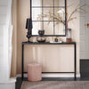 SoBuy FSB19-XL-SCH Consolă Intrare Hol Etajeră Spate Canapea – Blat cu efect de marmură neagră și Picioare Metalice – Stil Industrial Modern pentru Living, Birou, Dormitor – 120x20x80cm
