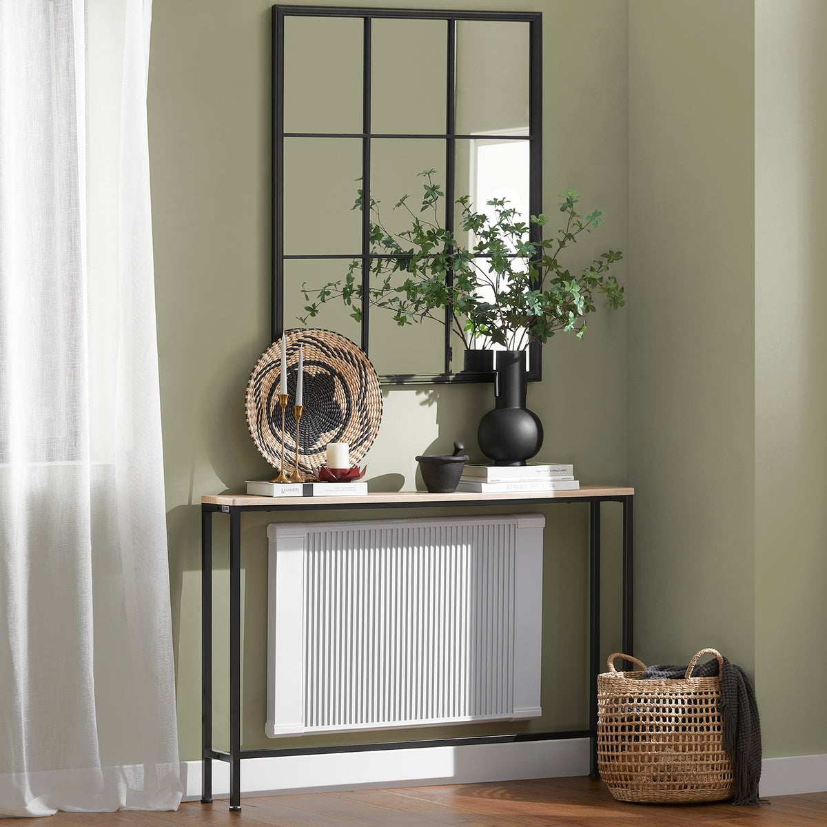 SoBuy FSB19-XL-Z Consolă Intrare, Mobilier pentru Hol, Raft în Spatele Canapelei – Structură Metalică Robustă, Design Modern Ultra Subțire – Ideal pentru Living, Dormitor, Intrare – 120x20x80cm