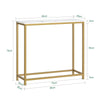 SoBuy FSB29-G Masă Consolă Masă Laterală Masă de Capăt Canapea Masă de Intrare Efect Marmură Cadru și 4 Picioare din Fier de Înaltă Calitate – L80cm x l30cm x H75cm - Auriu