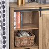 SoBuy Sideboard cu ușă glisantă, suport pentru încălțăminte cu hambar, mobilier de intrare, garderobă multifuncțională, maro deschis, FSB59-Br.