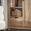 SoBuy Sideboard cu ușă glisantă, suport pentru încălțăminte cu hambar, mobilier de intrare, garderobă multifuncțională, maro deschis, FSB59-Br.