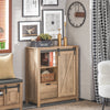 SoBuy Sideboard cu ușă glisantă, suport pentru încălțăminte cu hambar, mobilier de intrare, garderobă multifuncțională, maro deschis, FSB59-Br.