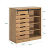 Pre-vânzare SoBuy FSB65-N Bufet Dulap de depozitare cu ușă glisantă tip hambar, Comodă multifuncțională pentru hol living bucătărie – 80x35x90 cm