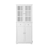 SoBuy Credenza ridicată pentru bufet de lemn mobil din bucătărie cu 6 compartimente și 2 sertare garderobă în stil modern alb 75x40x175cm FSB76-W