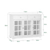 SoBuy FSB77-W Buffet Bas, Commode Armoire de Rangement, Placard de Cuisine, Meuble de Rangement pour Cuisine Salle à Manger Salon Entrée avec 3 Portes Vitrées, 2 Tiroirs, 119 x 40 x 90 cm, Blanc