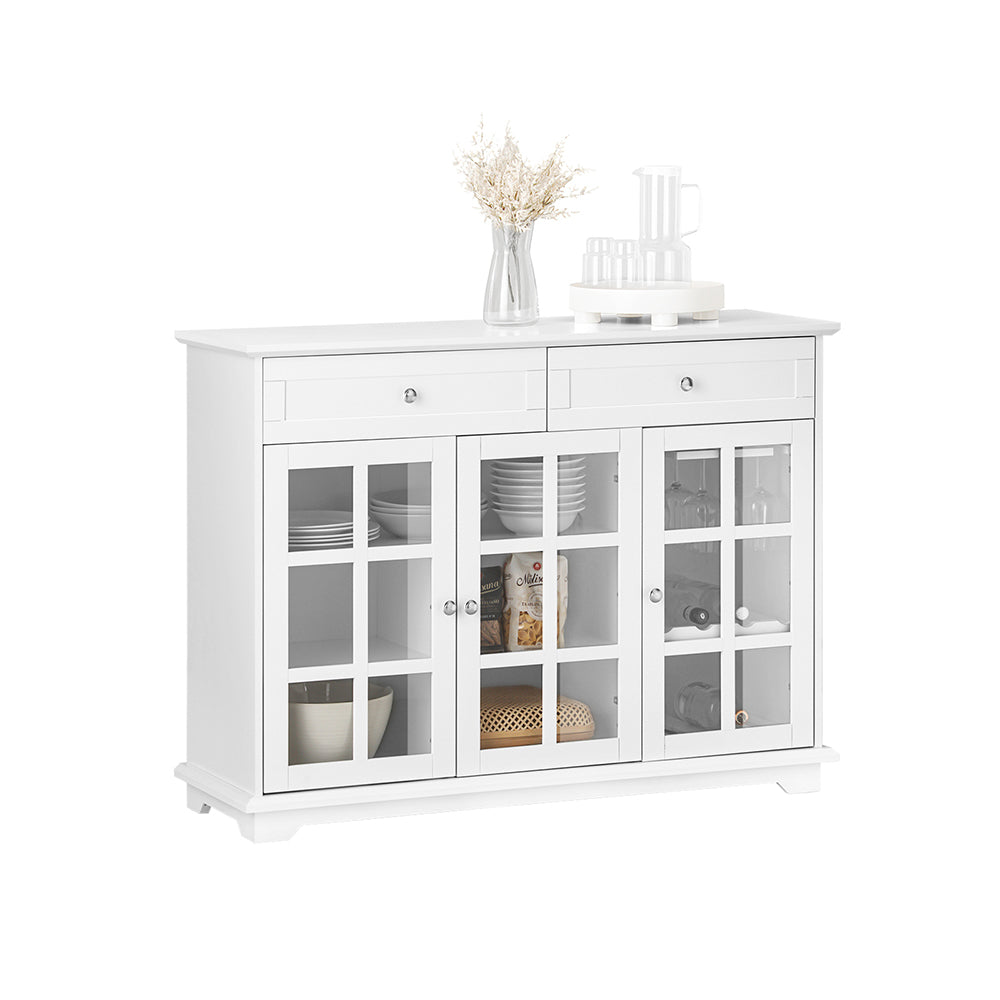 SoBuy FSB77-W Buffet Bas, Commode Armoire de Rangement, Placard de Cuisine, Meuble de Rangement pour Cuisine Salle à Manger S
