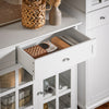 SoBuy FSB77-W Buffet Bas, Commode Armoire de Rangement, Placard de Cuisine, Meuble de Rangement pour Cuisine Salle à Manger Salon Entrée avec 3 Portes Vitrées, 2 Tiroirs, 119 x 40 x 90 cm, Blanc
