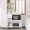 SoBuy Credenza cu roți mobile pentru microunde de bucătărie cu 1 sertar, 3 uși garderobă de bucătărie 89x40x89cm FSB78-W