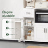 SoBuy FSB78-W Desserte à roulettes, Îlot Central avec Roues, Meuble de Rangement pour Cuisine, Support Micro-Ondes, Desserte Mobile pour Salle à Manger et Bureau à Domicile 88,5 x 40 x 89 cm Blanc