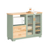 SoBuy FSB81-GR Bufet Bucătărie 120 cm – Nișă Cuptor cu Microunde, 8 Sticle, Uși Vitrate, Lemn Masiv – Verde