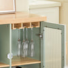 SoBuy FSB81-GR Bufet Bucătărie 120 cm – Nișă Cuptor cu Microunde, 8 Sticle, Uși Vitrate, Lemn Masiv – Verde