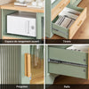SoBuy FSB81-GR Bufet Bucătărie 120 cm – Nișă Cuptor cu Microunde, 8 Sticle, Uși Vitrate, Lemn Masiv – Verde