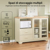 SoBuy Buffet Credenza cu 2 uși în bucătărie mobilă mobilă cu microunde mobilă 120x40x90cm FSB81-MI