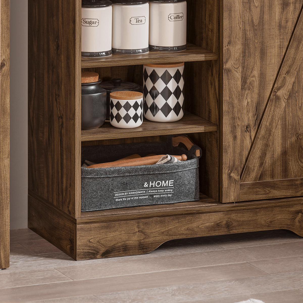 SoBuy FSB83-N Buffet de Cuisine Meuble de Rangement Armoire de Cuisine Buffet avec Porte de Grange Coulissante