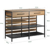 SoBuy FSB85-PF Bufet de Bucătărie Industrial cu Rafturi Deschise, Sertare și Suport pentru Sticle - Mobilier de Depozitare cu Spațiu pentru Cuptorul cu Microunde - pentru Bucătărie, Sufragerie sau Hol 120x91x45cm Maro