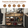 SoBuy FSB85-PF Bufet de Bucătărie Industrial cu Rafturi Deschise, Sertare și Suport pentru Sticle - Mobilier de Depozitare cu Spațiu pentru Cuptorul cu Microunde - pentru Bucătărie, Sufragerie sau Hol 120x91x45cm Maro