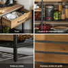 SoBuy FSB85-PF Bufet de Bucătărie Industrial cu Rafturi Deschise, Sertare și Suport pentru Sticle - Mobilier de Depozitare cu Spațiu pentru Cuptorul cu Microunde - pentru Bucătărie, Sufragerie sau Hol 120x91x45cm Maro