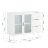 SoBuy FSB86-W Buffet Bas, Commode Armoire de Rangement, Buffet Bahut pour Cuisine Salle à Manger Salon Entrée avec Placard, 3 Tiroirs et 2 Portes Vitrées, 108 x 40 x 85 cm, Blanc