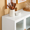 SoBuy FSB86-W Buffet Bas, Commode Armoire de Rangement, Buffet Bahut pour Cuisine Salle à Manger Salon Entrée avec Placard, 3 Tiroirs et 2 Portes Vitrées, 108 x 40 x 85 cm, Blanc