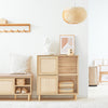 SoBuy FSB87-N Bufet Mobilier de Depozitare cu 2 Uși Glisante, Comodă Multifuncțională pentru Hol Sufragerie Bucătărie – 80x35x87 cm, Natural