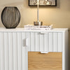 SoBuy FSB91-WN Bufet, Dulap de Depozitare cu 3 Sertare și 1 Ușă, Picioare Metalice, Comodă Multifuncțională pentru Hol, Living – 75x35x76 cm, Alb și Natur