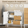 SoBuy FSB91-WN Bufet, Dulap de Depozitare cu 3 Sertare și 1 Ușă, Picioare Metalice, Comodă Multifuncțională pentru Hol, Living – 75x35x76 cm, Alb și Natur