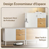 SoBuy FSB91-WN Bufet, Dulap de Depozitare cu 3 Sertare și 1 Ușă, Picioare Metalice, Comodă Multifuncțională pentru Hol, Living – 75x35x76 cm, Alb și Natur