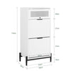 SoBuy FSB95-W Dulap de pantofi cu 2 compartimente rabatabile și 1 ușă din sticlă, Mobilier de intrare Design – 59x40x115 cm, Alb